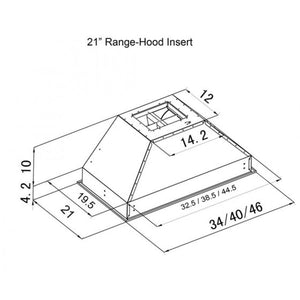 ZLINE 34" Ducted Wall Mount Range Hood Insert in Outdoor Approved Stainless Steel (721-304-34)