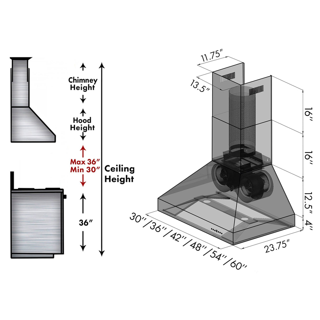 ZLINE 36" Outdoor Ducted Wall Mount Range Hood in Outdoor Approved Stainless Steel (667-304-36)