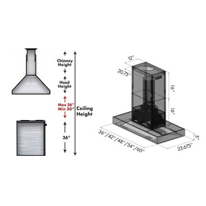 ZLINE 60" Ducted Professional Island Mount Range Hood in Stainless Steel (KECOMi-60)