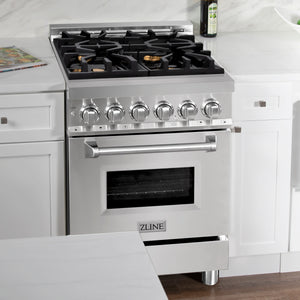 ZLINE 24" 2.8 cu ft Dual Fuel Range with Gas Stove and Electric Oven in Stainless Steel with Brass Burners (RA-BR-24)