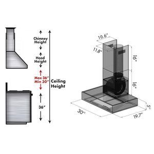 ZLINE 36" Ducted Professional Wall Mount Range Hood in Stainless Steel (KECOM-36)