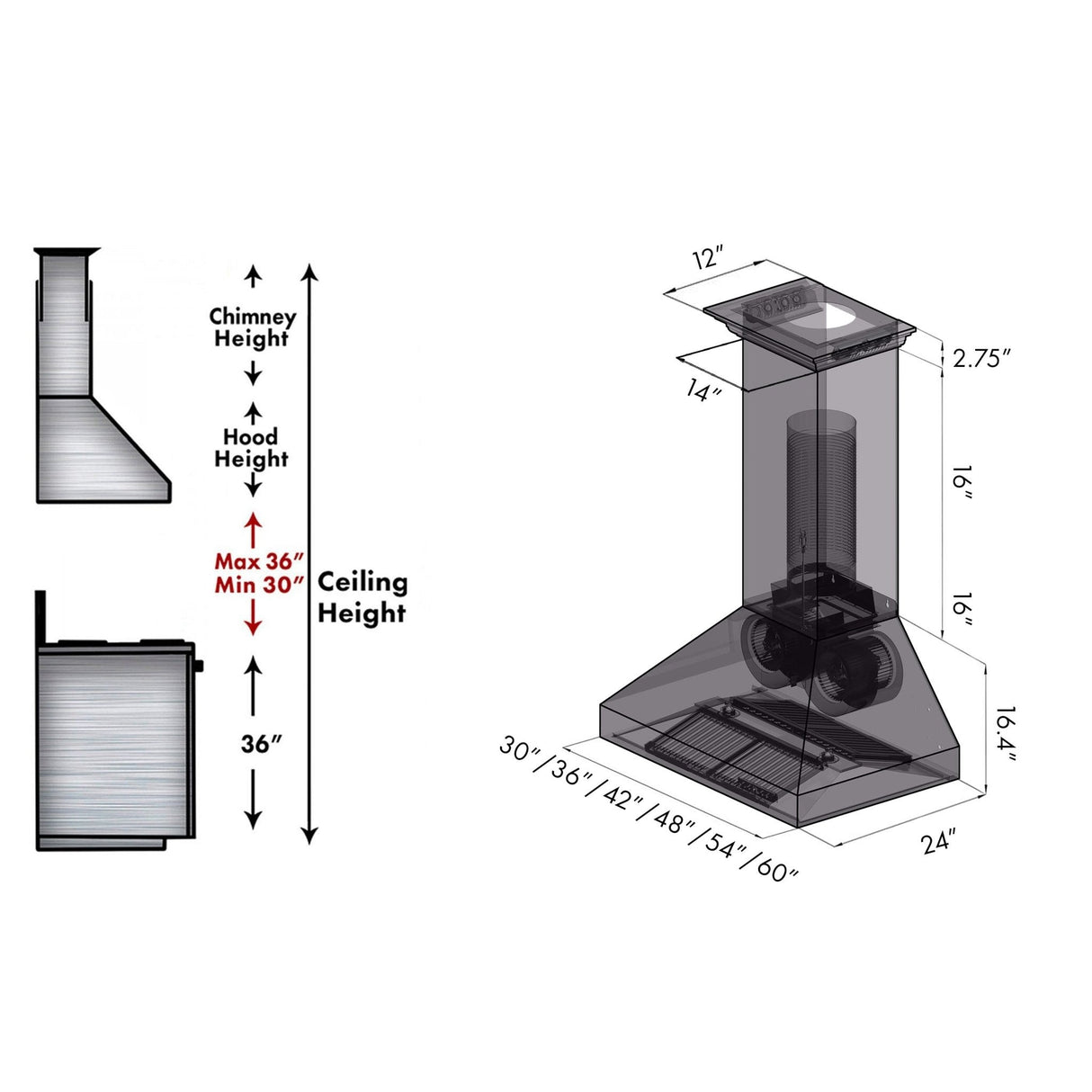 ZLINE 30" CrownSound Ducted Vent Wall Mount Range Hood in Stainless Steel with Built-in Bluetooth Speakers (667CRN-BT-30)