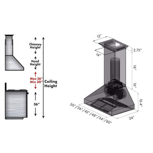 ZLINE 30" CrownSound Ducted Vent Wall Mount Range Hood in Stainless Steel with Built-in Bluetooth Speakers (667CRN-BT-30)