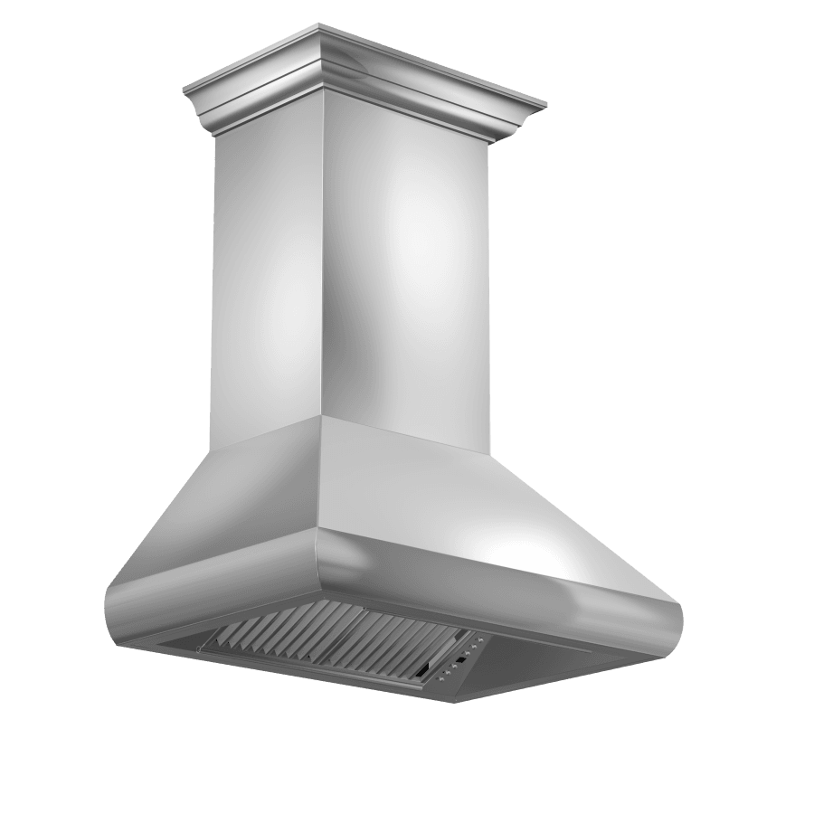 ZLINE 30" Professional Convertible Vent Wall Mount Range Hood in Stainless Steel with Crown Molding (587CRN-30)