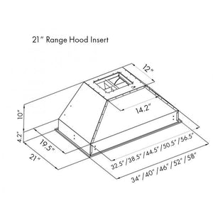 ZLINE 40" Ducted Wall Mount Range Hood Insert in Stainless Steel (721-40)