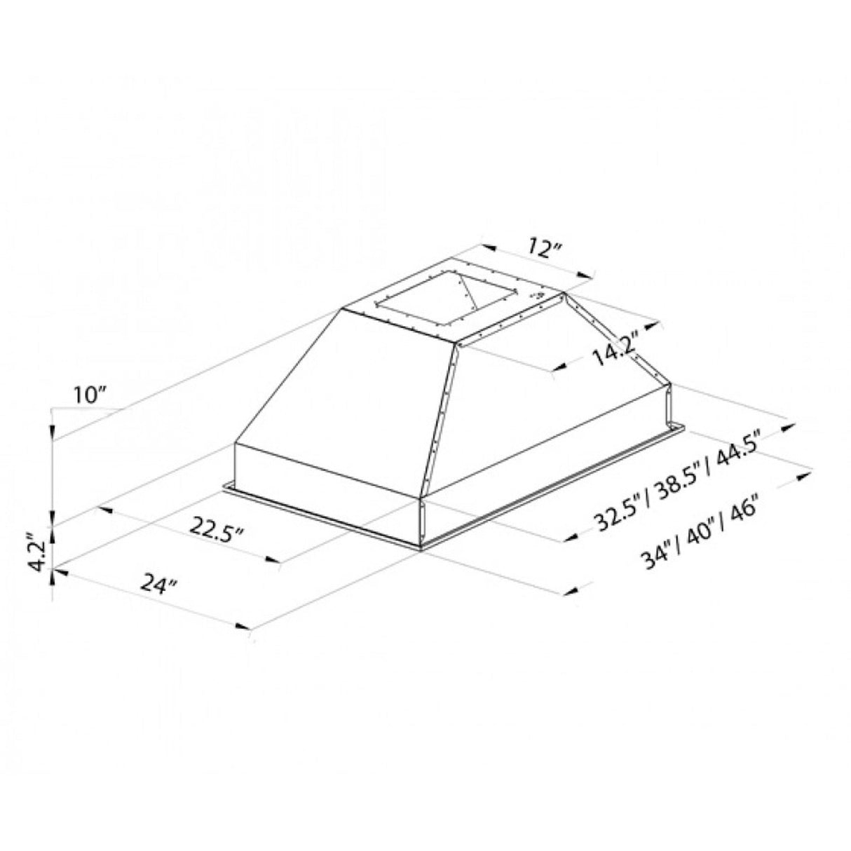 ZLINE 46" Ducted Island Mount Range Hood Insert in Stainless Steel (824i-46)