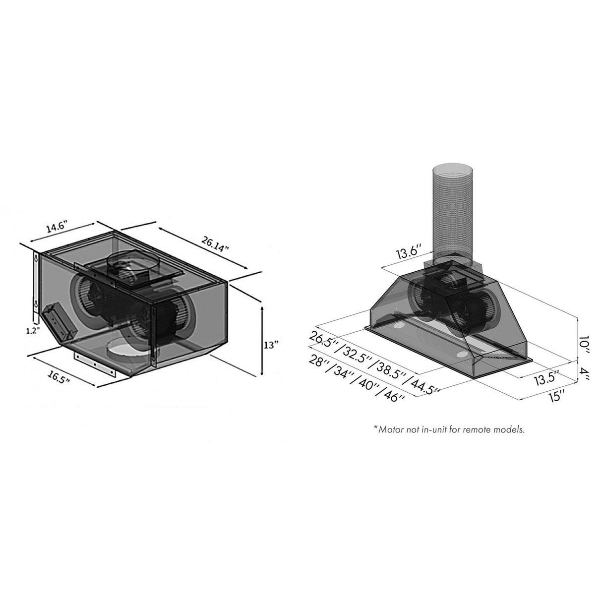 ZLINE 28" Remote Blower Ducted Range Hood Insert in Stainless Steel (695-RD-28)