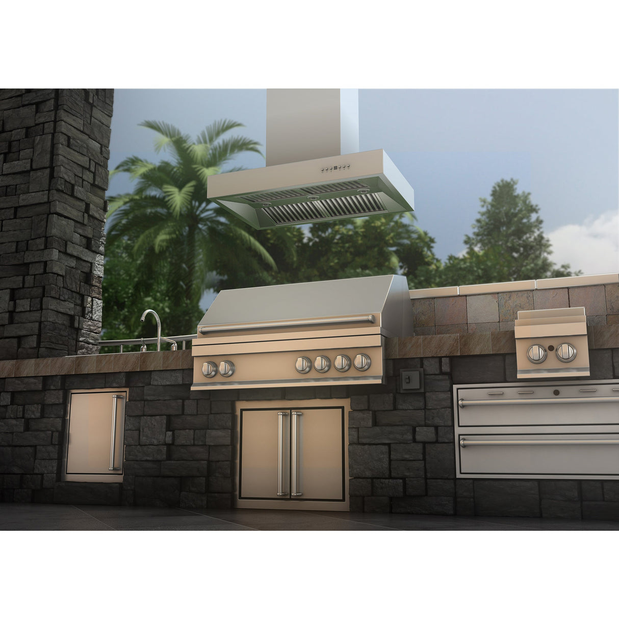 ZLINE 48" Ducted Outdoor Island Mount Range Hood in Stainless Steel (KECOMi-304-48)