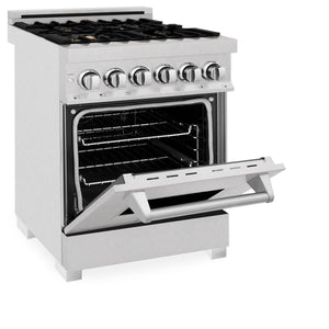 ZLINE 24" 2.8 cu ft Dual Fuel Range with Gas Stove and Electric Oven in Fingerprint Resistant Stainless Steel and Brass Burners (RAS-SN-BR-24)