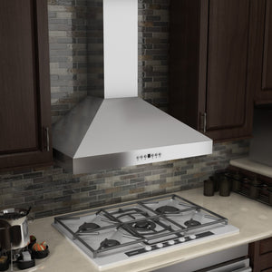 ZLINE 30" Convertible Vent Convertible Vent Wall Mount Range Hood in Stainless Steel with Crown Molding (KL3CRN-30)