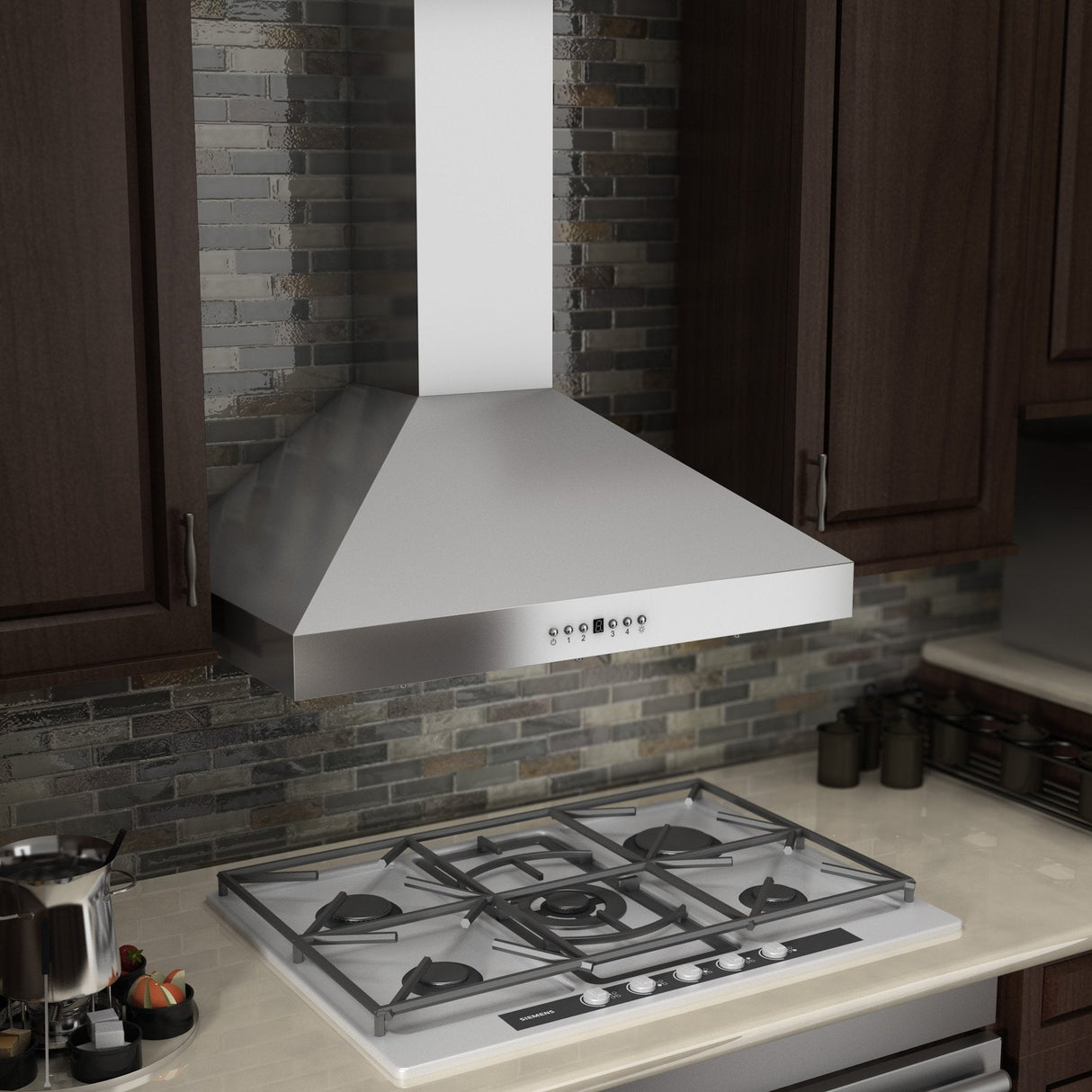 ZLINE 42" Convertible Vent Convertible Vent Wall Mount Range Hood in Stainless Steel with Crown Molding (KL3CRN-42)