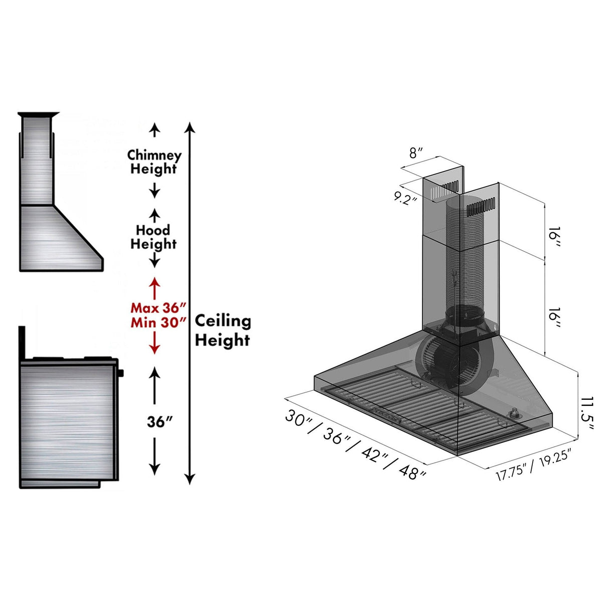 ZLINE 30" Convertible Vent Convertible Vent Wall Mount Range Hood in Stainless Steel with Crown Molding (KL3CRN-30)