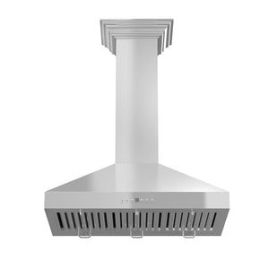 ZLINE 42" Convertible Vent Convertible Vent Wall Mount Range Hood in Stainless Steel with Crown Molding (KL3CRN-42)