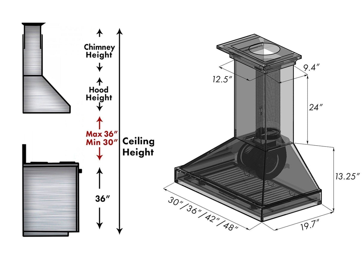 ZLINE 48" Ducted Unfinished Wooden Wall Mount Range Hood (KBUF-48)