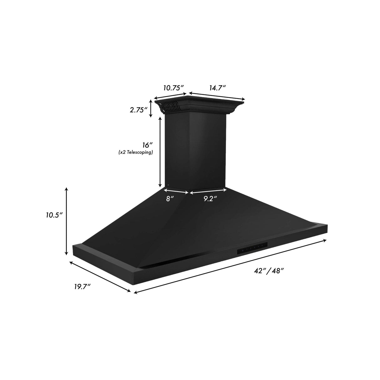 ZLINE 24" CrownSound Ducted Vent Wall Mount Range Hood in Black Stainless Steel with Built-in Bluetooth Speakers (BSKBNCRN-BT-24)