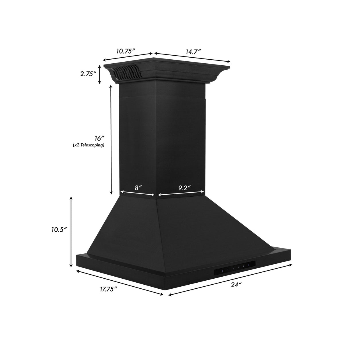 ZLINE 42" CrownSound Ducted Vent Wall Mount Range Hood in Black Stainless Steel with Built-in Bluetooth Speakers (BSKBNCRN-BT-42)