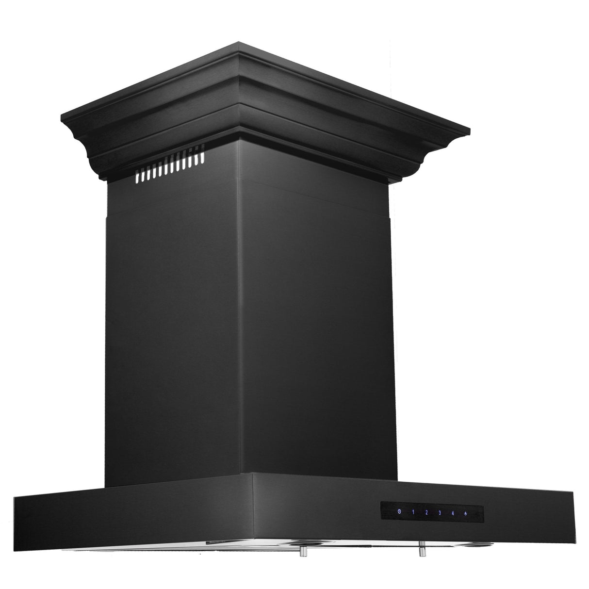 ZLINE 30" Convertible Vent Wall Mount Range Hood in Black Stainless Steel with Crown Molding (BSKENCRN-30)