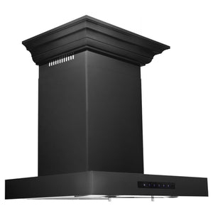 ZLINE 36" Convertible Vent Wall Mount Range Hood in Black Stainless Steel with Crown Molding (BSKENCRN-36)