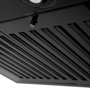 ZLINE 36" Convertible Vent Wall Mount Range Hood in Black Stainless Steel with Crown Molding (BSKENCRN-36)