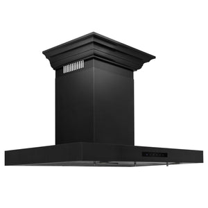 ZLINE 24" Convertible Vent Wall Mount Range Hood in Black Stainless Steel with Crown Molding (BSKENCRN-24)