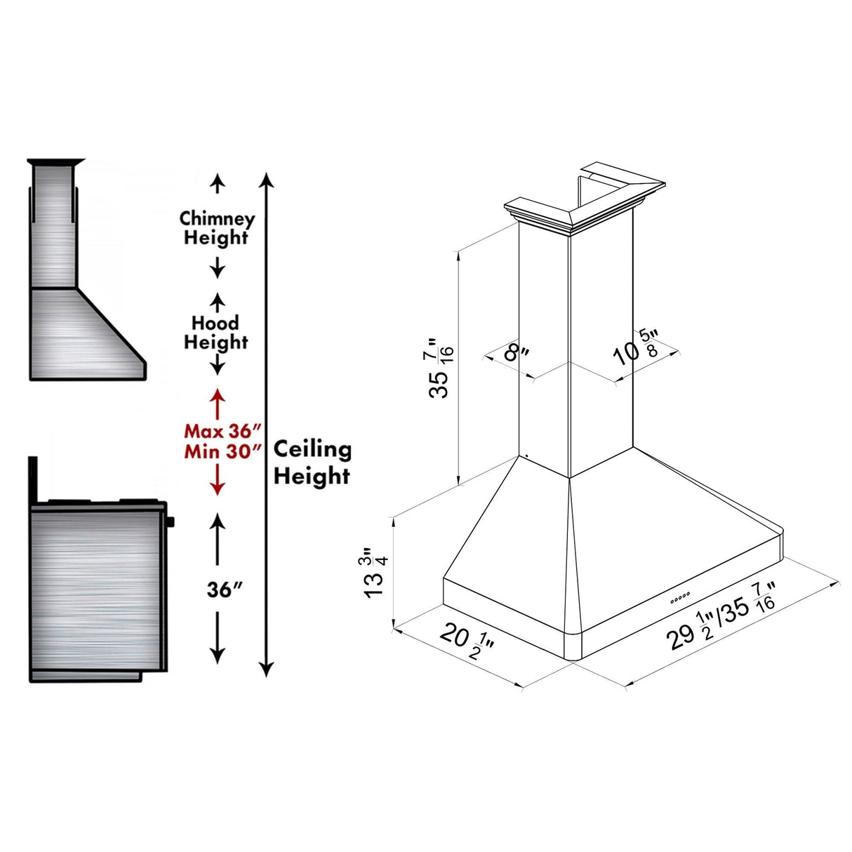 ZLINE 30" Ducted Wall Mount Range Hood in Fingerprint Resistant Stainless Steel (8KF2S-30)