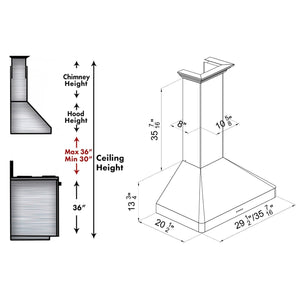 ZLINE 30" Ducted Wall Mount Range Hood in Fingerprint Resistant Stainless Steel (8KF2S-30)