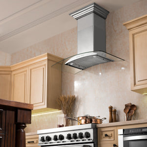 ZLINE 36" Convertible Vent Convertible Vent Wall Mount Range Hood in Stainless Steel & Glass (KN-36)