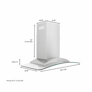 ZLINE 36" Convertible Vent Convertible Vent Wall Mount Range Hood in Stainless Steel & Glass (KN-36)