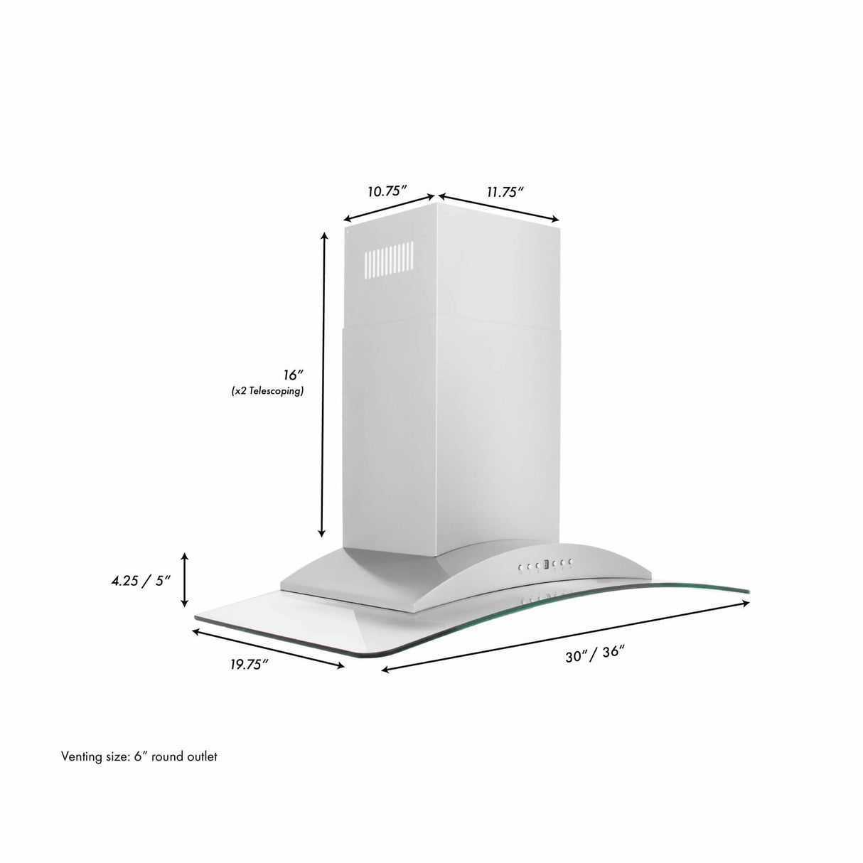 ZLINE 30" Convertible Vent Convertible Vent Wall Mount Range Hood in Stainless Steel & Glass (KN-30)