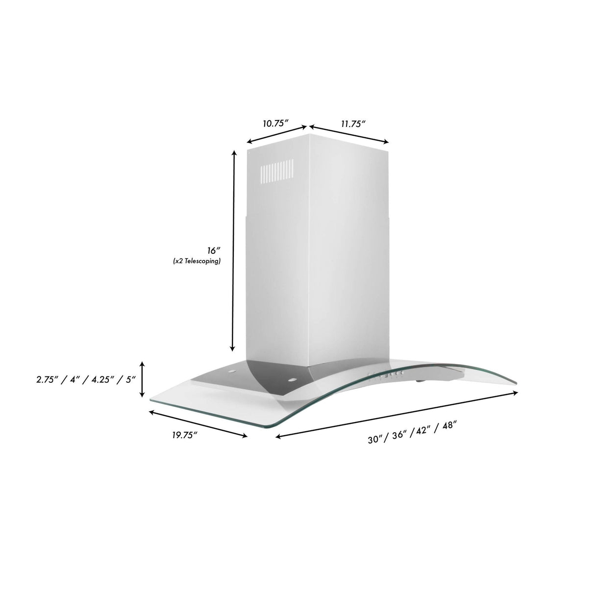 ZLINE 30" Convertible Vent Convertible Vent Wall Mount Range Hood in Stainless Steel & Glass (KN4-30)