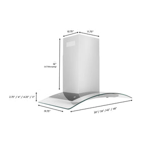 ZLINE 48" Convertible Vent Convertible Vent Wall Mount Range Hood in Stainless Steel & Glass (KN4-48)