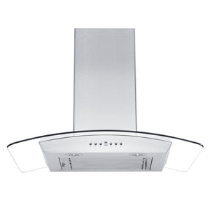 ZLINE 36" Convertible Vent Wall Mount Range Hood in Stainless Steel & Glass with Crown Molding (KZCRN-36)