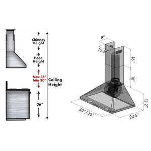 ZLINE 36" Convertible Vent Wall Mount Range Hood in Stainless Steel (KF1-36)