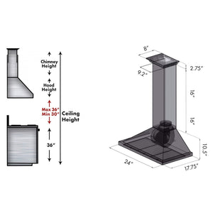 ZLINE 24" CrownSound Ducted Vent Wall Mount Range Hood in Stainless Steel with Built-in Bluetooth Speakers (KBCRN-BT-24)