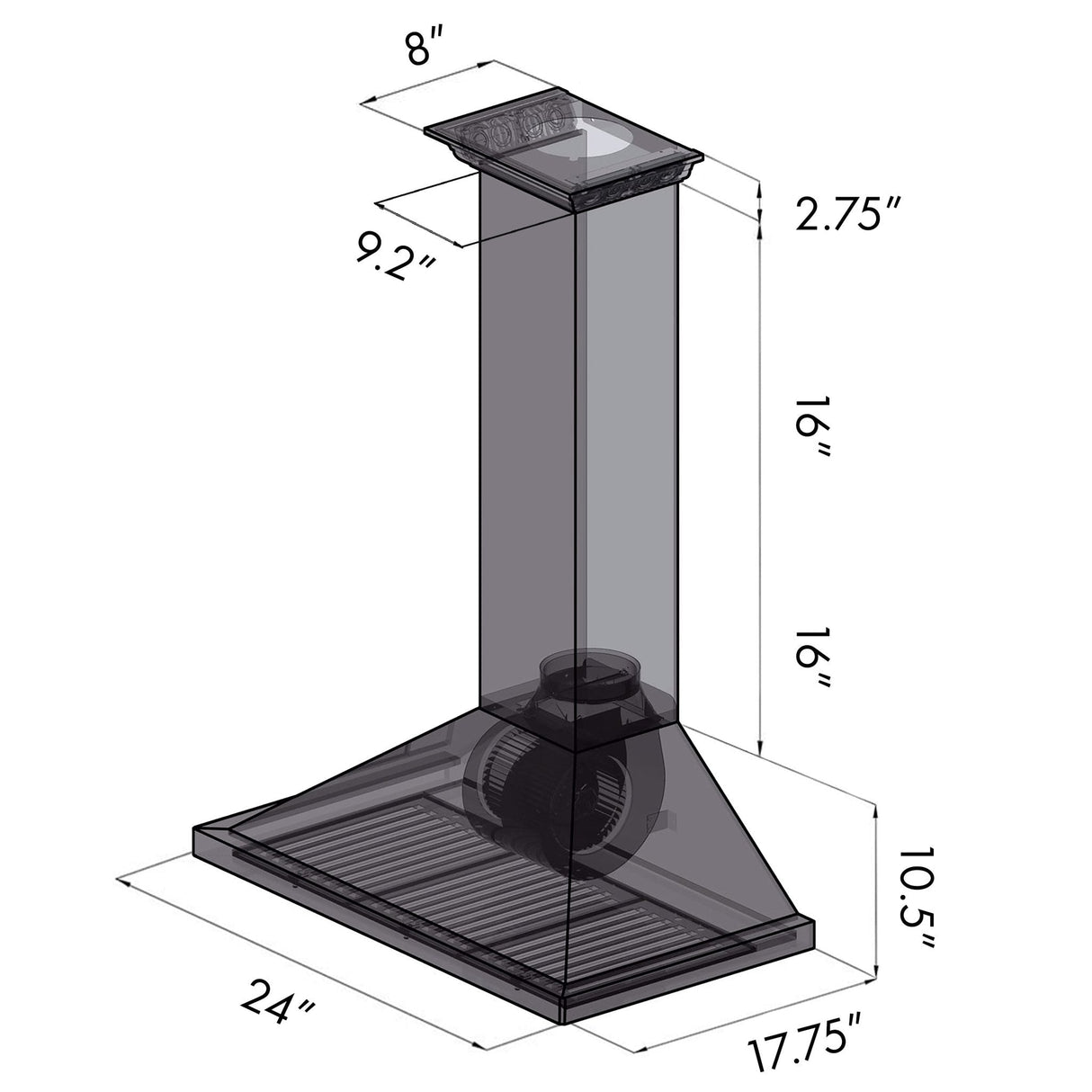 ZLINE 24" CrownSound Ducted Vent Wall Mount Range Hood in Stainless Steel with Built-in Bluetooth Speakers (KBCRN-BT-24)