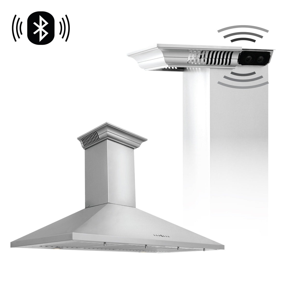 ZLINE 30" CrownSound Ducted Vent Wall Mount Range Hood in Stainless Steel with Built-in Bluetooth Speakers (KL2CRN-BT-30)