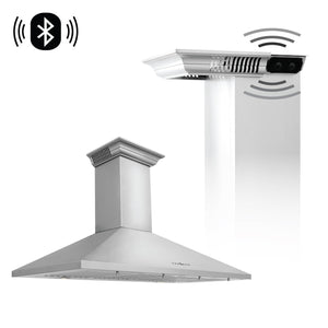 ZLINE 30" CrownSound Ducted Vent Wall Mount Range Hood in Stainless Steel with Built-in Bluetooth Speakers (KL2CRN-BT-30)