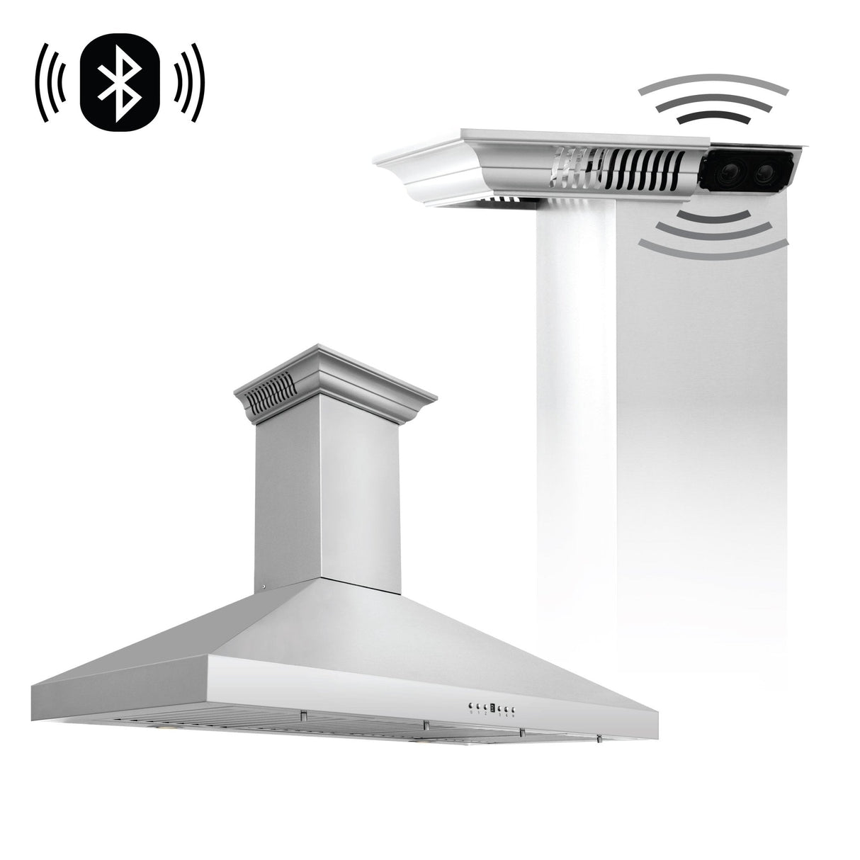 ZLINE 30" CrownSound Ducted Vent Wall Mount Range Hood in Stainless Steel with Built-in Bluetooth Speakers (KL3CRN-BT-30)