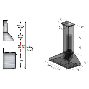 ZLINE 36" CrownSound Ducted Vent Wall Mount Range Hood in Stainless Steel with Built-in Bluetooth Speakers (KL3CRN-BT-36)