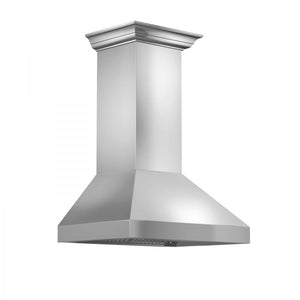 ZLINE 30" Professional Convertible Vent Wall Mount Range Hood in Stainless Steel with Crown Molding (597CRN-30)