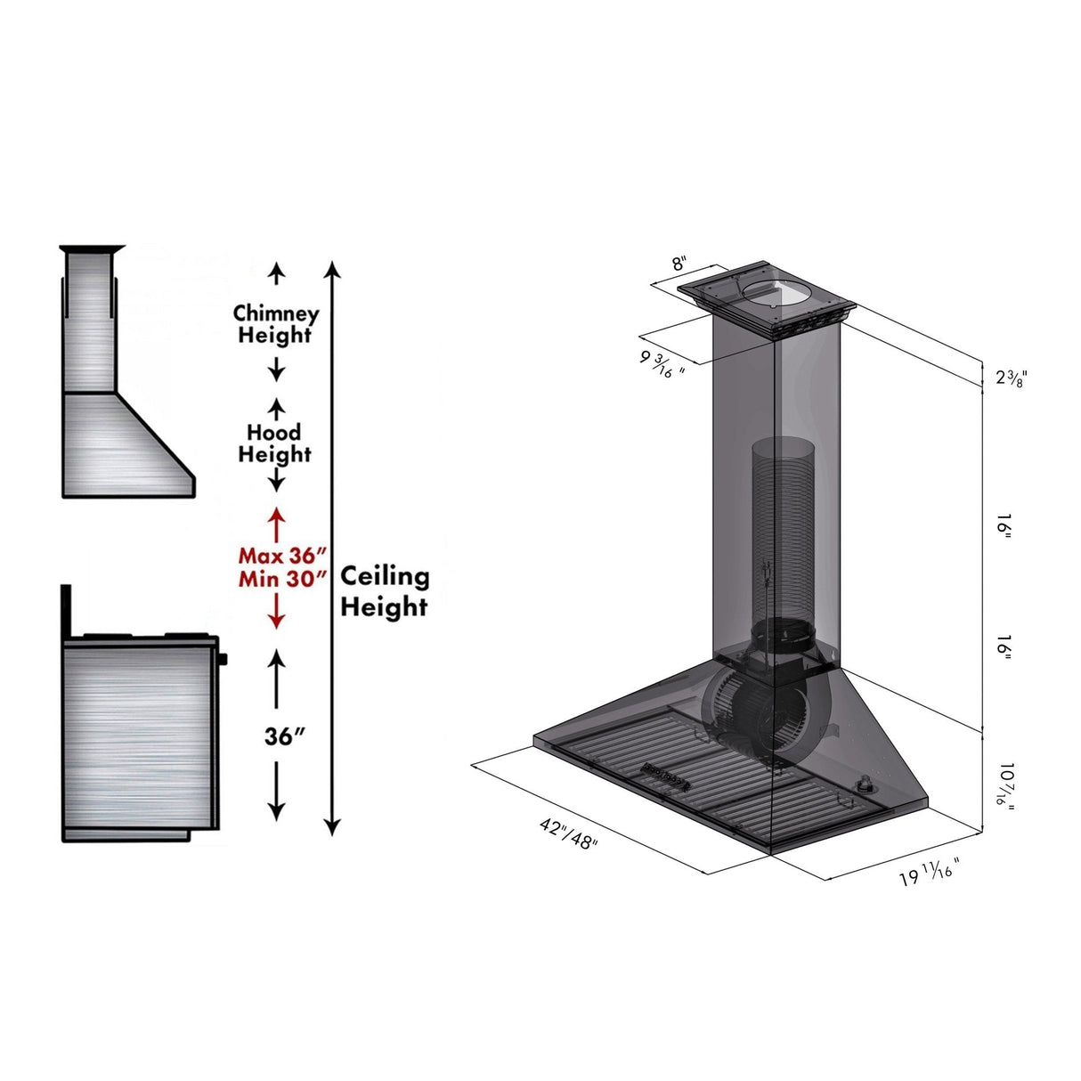 ZLINE 36" Convertible Vent Convertible Vent Wall Mount Range Hood in Stainless Steel with Crown Molding (KL2CRN-36)