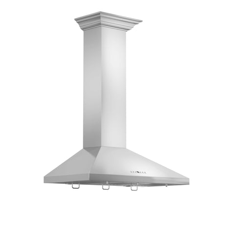 ZLINE 42" Convertible Vent Convertible Vent Wall Mount Range Hood in Stainless Steel with Crown Molding (KL2CRN-42)