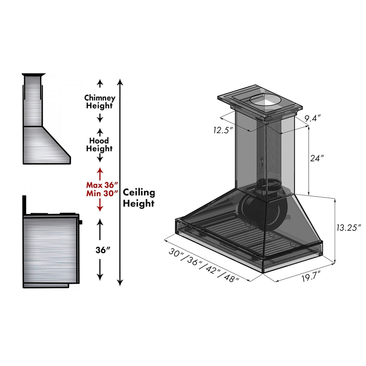 ZLINE 30" Convertible Vent Wooden Wall Mount Range Hood in Antigua and Walnut (KBAR-30)