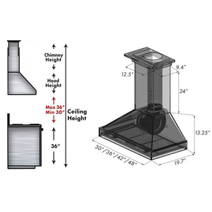 ZLINE 36" Convertible Vent Wooden Wall Mount Range Hood in Black (KBCC-36)