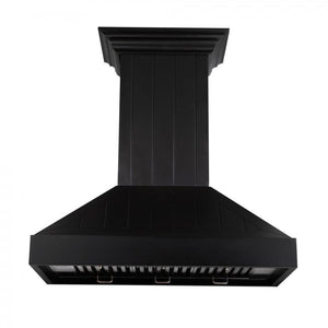 ZLINE 30" Wooden Convertible Vent Wall Mount Range Hood in Black - Includes Motor (KPCC-30)