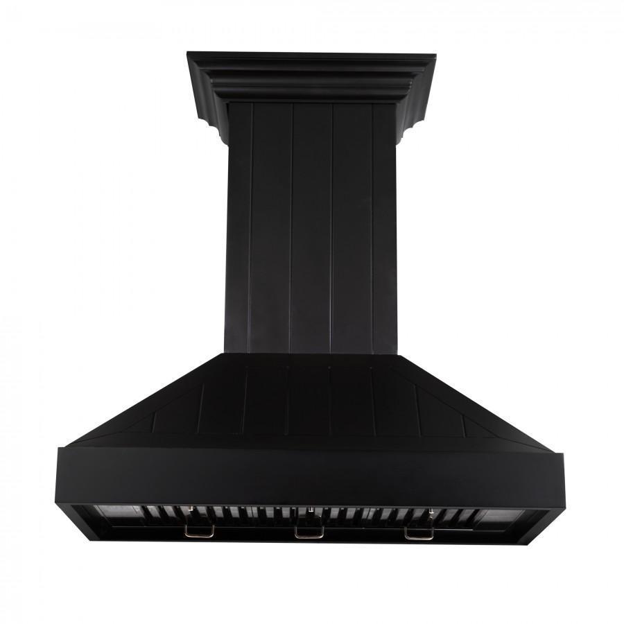 ZLINE 36" Wooden Convertible Vent Wall Mount Range Hood in Black - Includes Motor (KPCC-36)