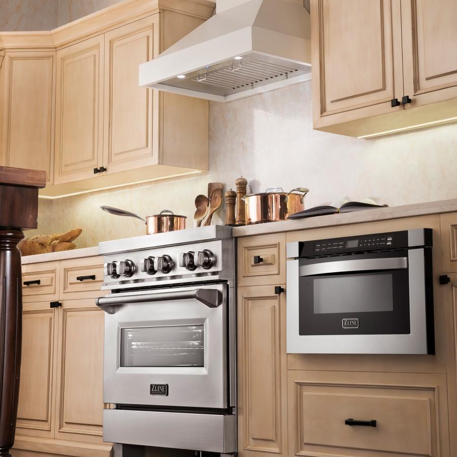 ZLINE 30" Ducted Wooden Wall Mount Range Hood in Cottage White (KBTT-30)