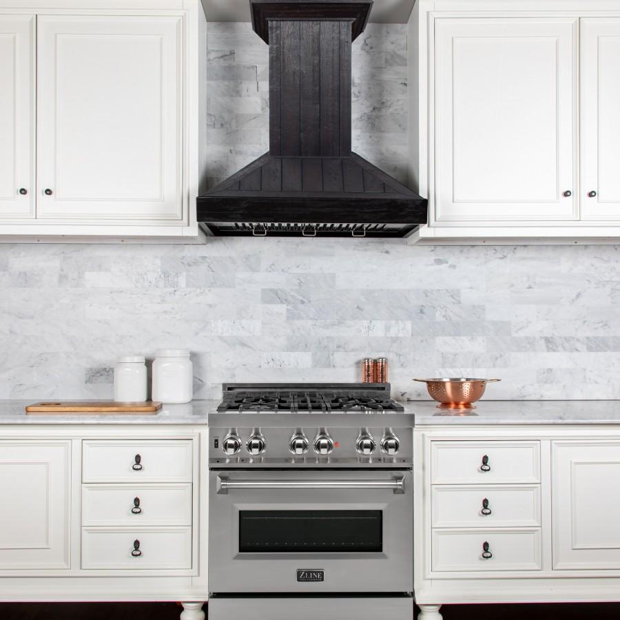 ZLINE 30" Wooden Convertible Vent Wall Mount Range Hood in Rustic Dark Finish - Includes Motor (KPDD-30)