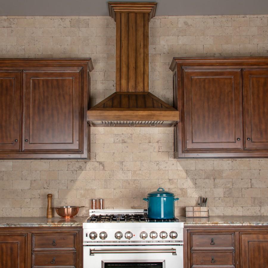 ZLINE 30" Wooden Convertible Vent Wall Mount Range Hood in Rustic Light Finish - Includes Motor (KPLL-30)